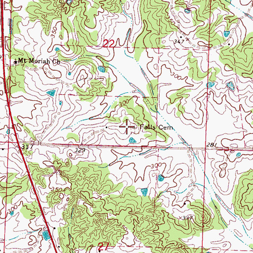Topographic Map of Falls Cemetery, MS