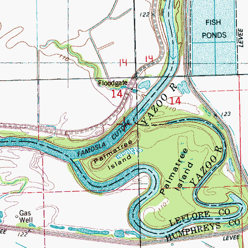 Topographic Map of Famosla Cut-Off, MS