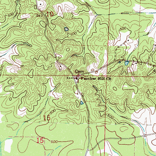Topographic Map of Fancher Hill Baptist Church, MS