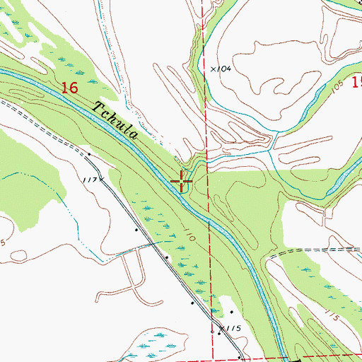 Topographic Map of Fannegusha Creek, MS