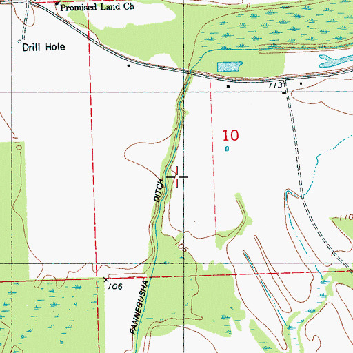Topographic Map of Fannegusha Ditch, MS