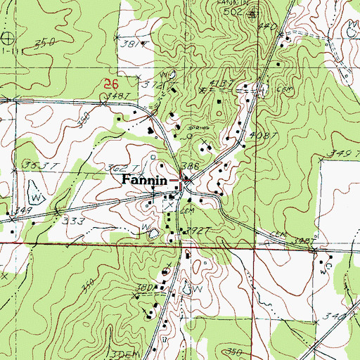 Topographic Map of Fannin, MS