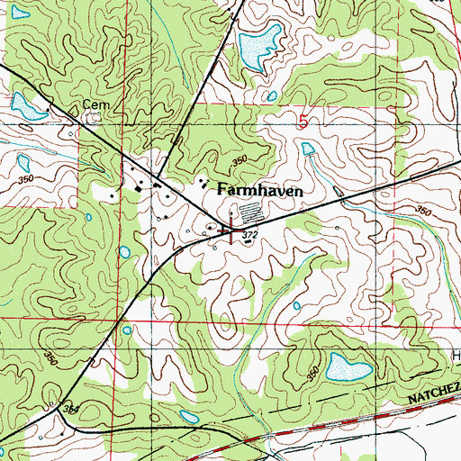 Topographic Map of Farmhaven, MS