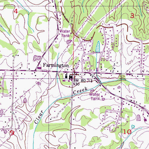 Topographic Map of Farmington, MS