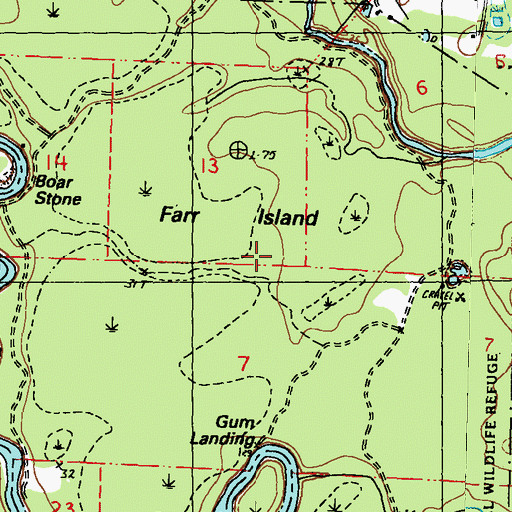 Topographic Map of Farr Island, MS