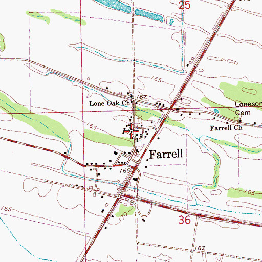 Topographic Map of Farrell, MS