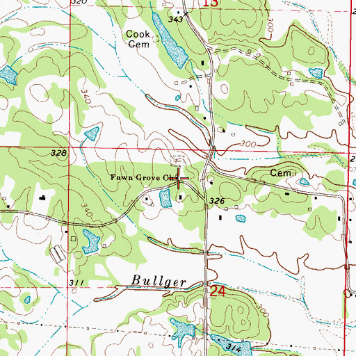 Topographic Map of Fawn Grove Freewill Baptist Church, MS
