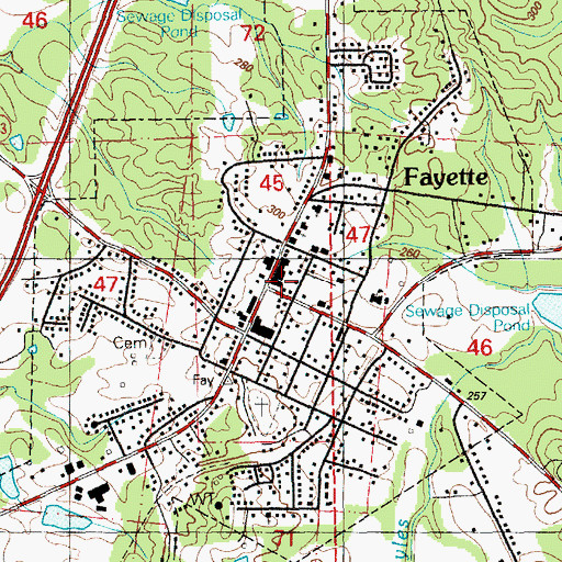 Topographic Map of Fayette, MS