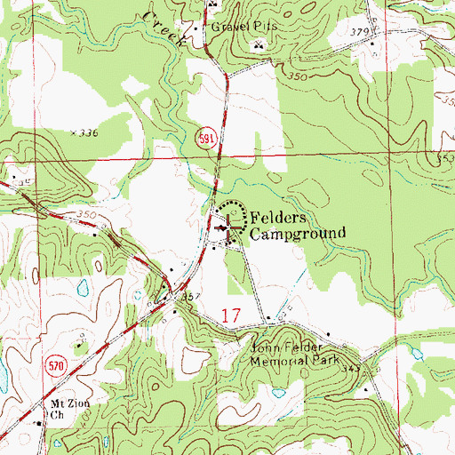 Topographic Map of Felders Campground, MS
