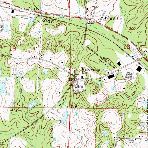Topographic Map of Fellowship Church, MS