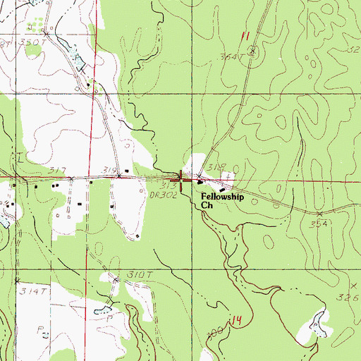 Topographic Map of Fellowship Baptist Church, MS
