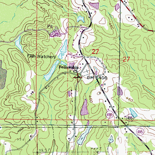 Topographic Map of Fellowship Baptist Church, MS