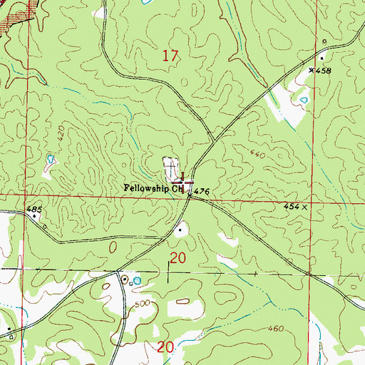 Topographic Map of Fellowship Church, MS