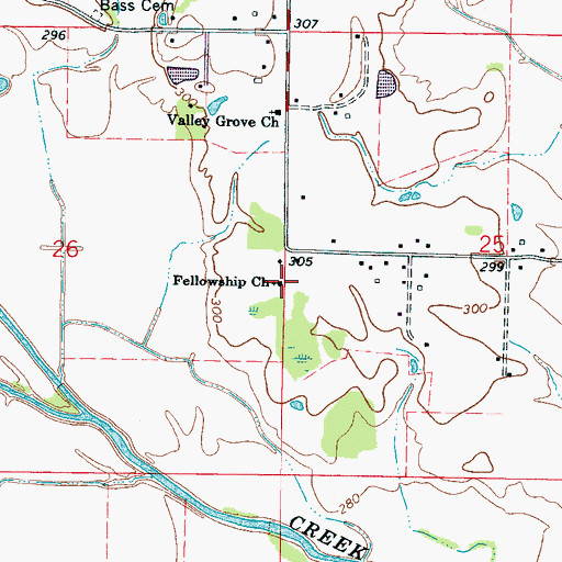 Topographic Map of Fellowship Church, MS