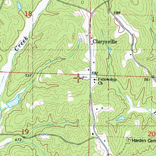 Topographic Map of Fellowship Church, MS