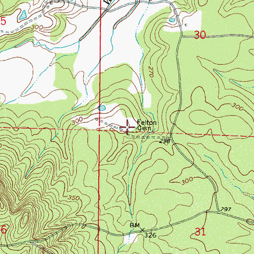Topographic Map of Felton Cemetery, MS