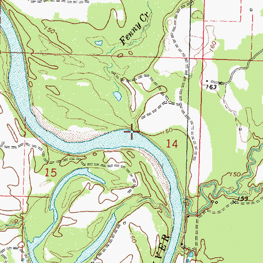Topographic Map of Fenny Creek, MS