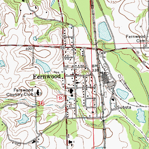 Topographic Map of Fernwood, MS