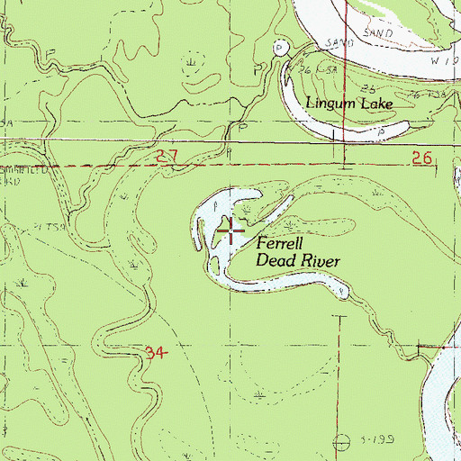 Topographic Map of Ferrell Dead River, MS