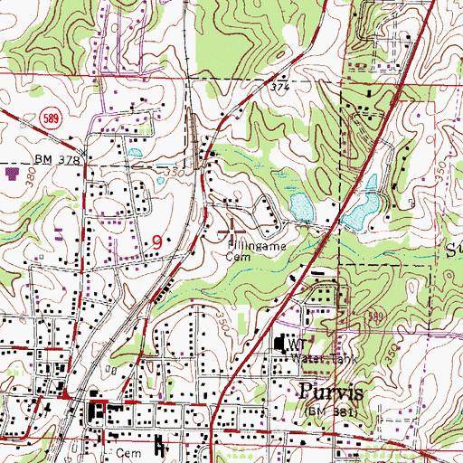 Topographic Map of Fillingame Cemetery, MS