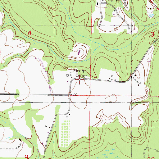 Topographic Map of Finch Cemetery, MS