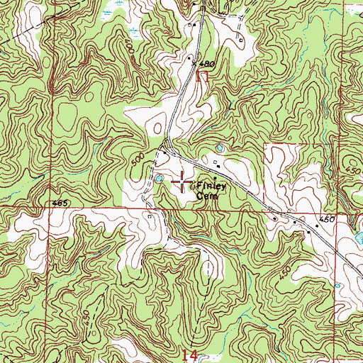 Topographic Map of Finley Cemetery, MS