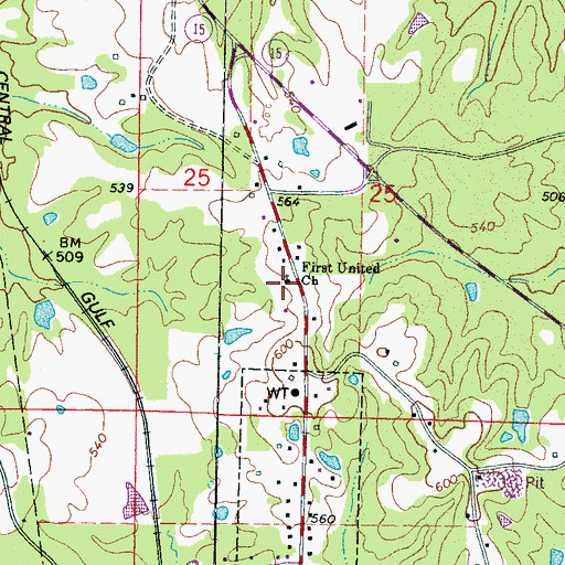 Topographic Map of First United Church, MS