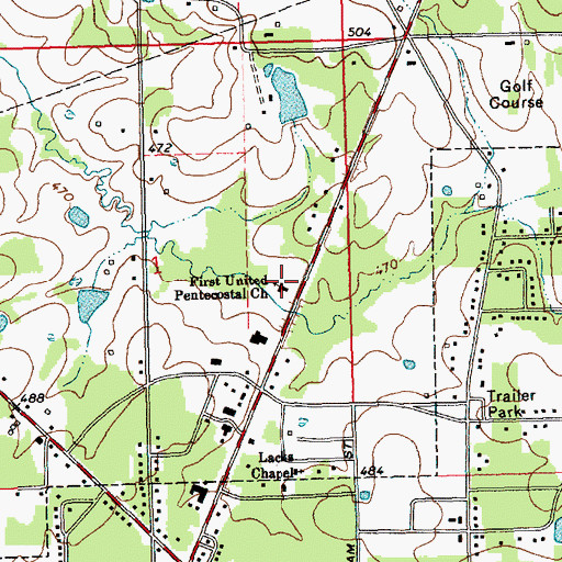 Topographic Map of First United Pentecostal Church, MS