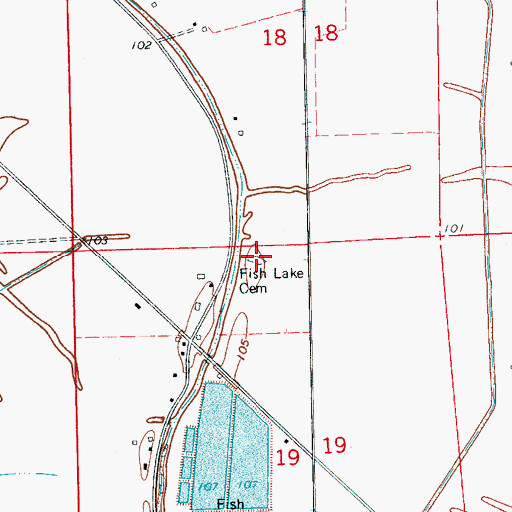 Topographic Map of Fish Lake Cemetery, MS