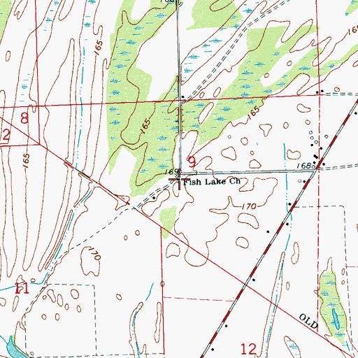 Topographic Map of Fish Lake Church, MS