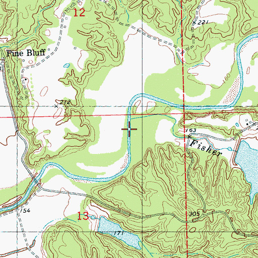 Topographic Map of Fisher Branch, MS