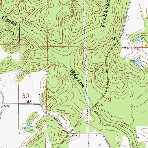 Topographic Map of Fishhook Branch, MS
