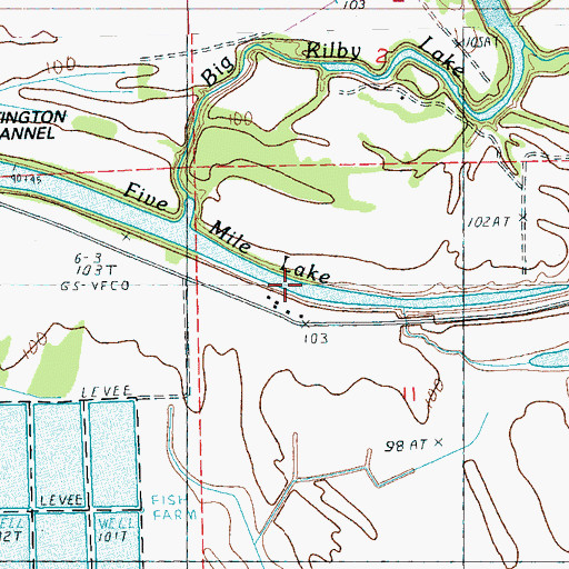 Topographic Map of Five Mile Lake, MS