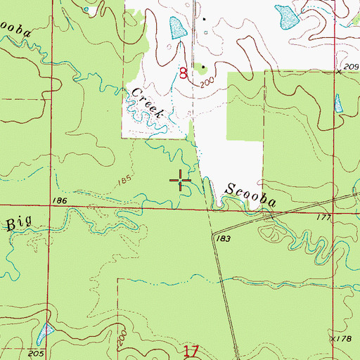 Topographic Map of Flat Scooba Creek, MS
