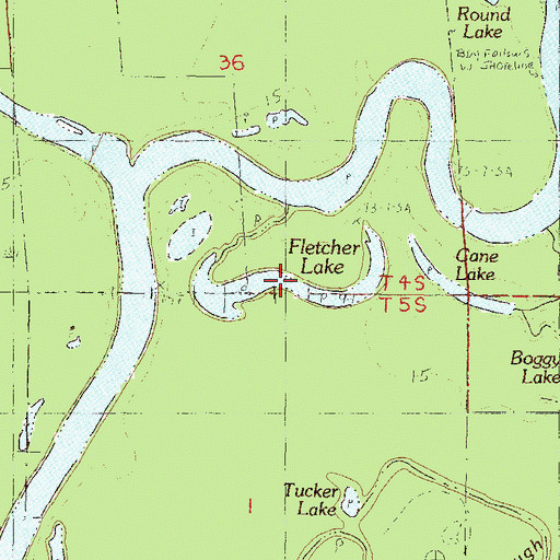 Topographic Map of Fletcher Lake, MS