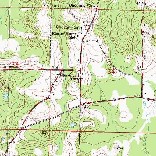 Topographic Map of Florence Church, MS
