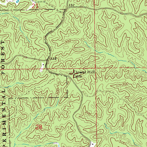 Topographic Map of Flower Hill Cemetery, MS