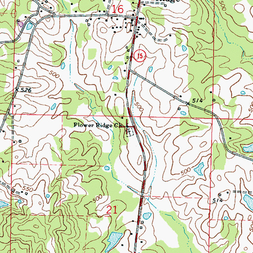 Topographic Map of Flower Ridge Church, MS