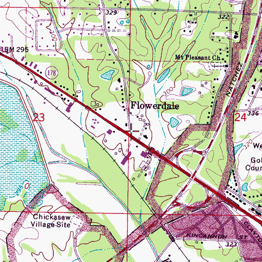 Topographic Map of Flowerdale, MS