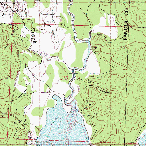 Topographic Map of Flowers Creek, MS