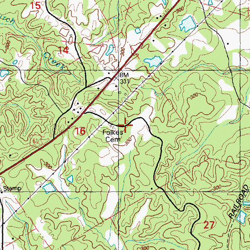 Topographic Map of Folkes Cemetery, MS