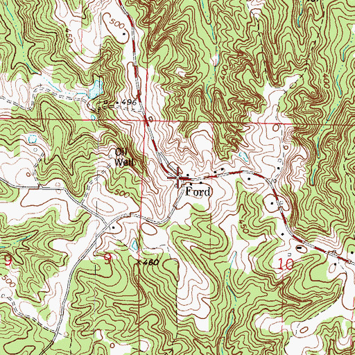 Topographic Map of Ford, MS