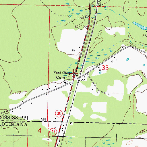 Topographic Map of Ford Chapel, MS