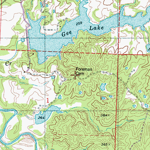 Topographic Map of Foreman Cemetery, MS