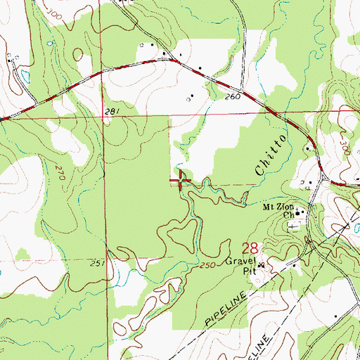 Topographic Map of Forest Branch, MS