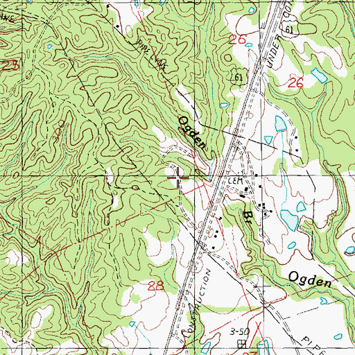 Topographic Map of Forest Cemetery, MS