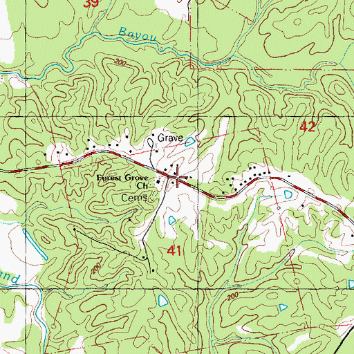 Topographic Map of Forest Grove Church, MS