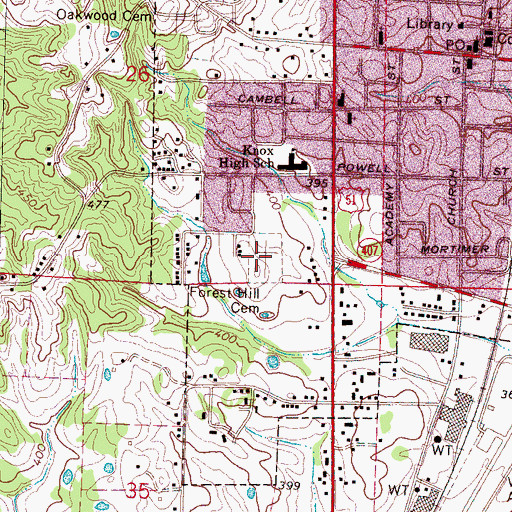 Topographic Map of Forest Hill Cemetery, MS