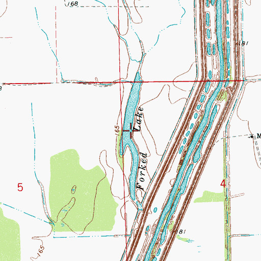 Topographic Map of Forked Lake, MS