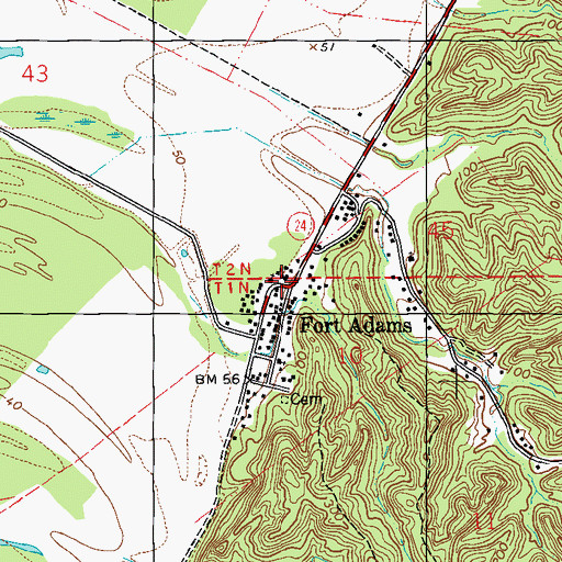 Topographic Map of Fort Adams, MS